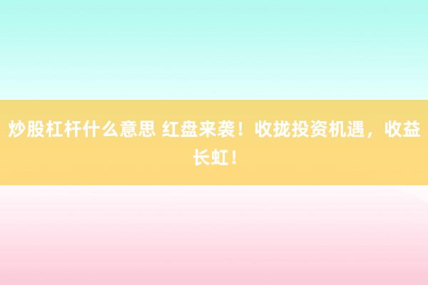 炒股杠杆什么意思 红盘来袭！收拢投资机遇，收益长虹！